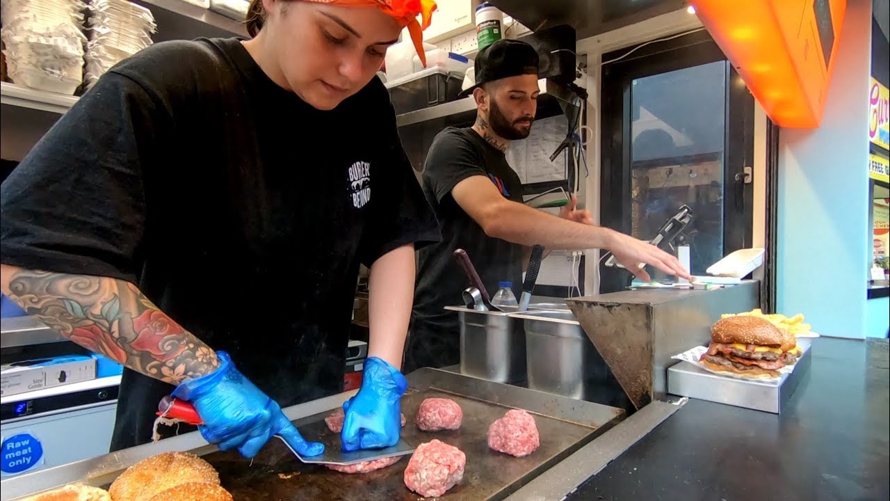 Yummy BIG Burgers, Hand Pressed, Tasted in Camden Town. Street Food of London