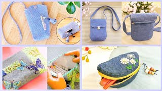 4 DIY Small Denim Bags (Old Jeans Idea) | Upcycle Craft | Ire Heart Crafting