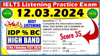 IELTS LISTENING PRACTICE TEST 2024 WITH ANSWERS | 12.03.2024