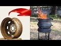 DIY Car Rim BBQ 🔥 Wood Stove made from Car Wheels!