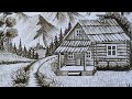 How to Draw pencil Sketch drawing for beginners | Beautiful Landscape Scenery Drawing with charcoal