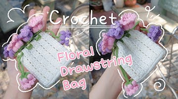 Crochet Borage Flower Drawstring Bag 🌸 | Crochet Drawstring Bag | Móc Túi Rút Hoa Lưu Ly | Lem