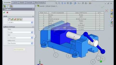 solidworks 2009 tutorial: bill of materials Drawing Assembly