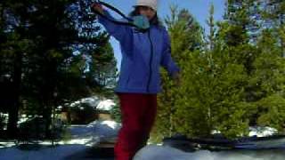 Sledding down a hill in Sunriver, OR