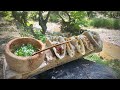 Steak Tacos on Rock in Nature | Bushcraft Style Cooking | ASMR