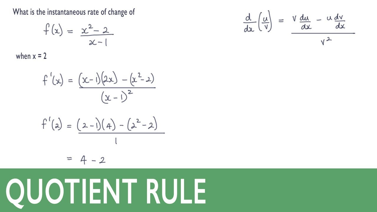 Instantaneous Rate of Change using the Quotient Rule YouTube