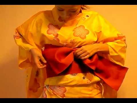 How to wear a yukata (Hira-obi) - YouTube