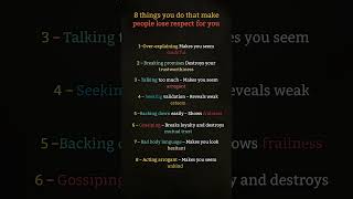 Famous 8 things that instantly make people lose respect for you 😬 Wealth