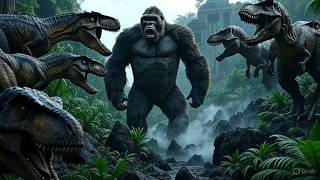King Kong  against three V Rexes #KongVsVRexes #SkullIslandBattle #KingKongFight