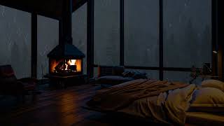 ⛈⛈Rain ⚡Thunder⚡ and Fireplace in a Cozy Cabin for Sleeping