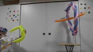 ④スティッチ、弓矢で遊ぶ！（的あり）　バルーンアート　弓矢の的/balloon art game Hit a target screenshot 2