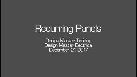 Design Master Electrical for AutoCAD: Recurring Panels (12/21/2017)