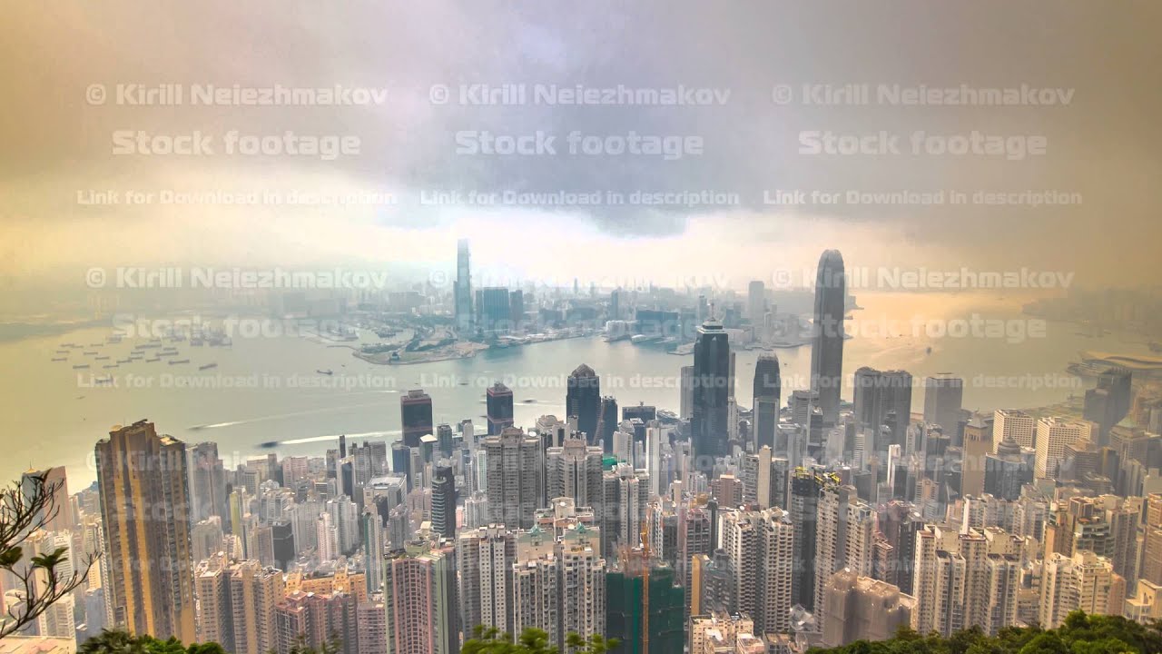 The famous view of Hong Kong from Victoria Peak timelapse. Taken at ...