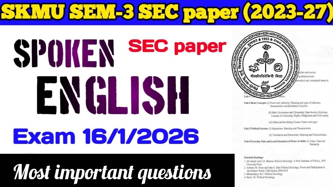 #skmu spoken English semester 3 objective question 2026