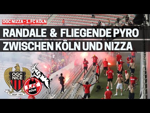 OGC Nizza vs. 1. FC Köln: RANDALE und FLIEGENDE BENGALOS im Stadion (08.09.2022)