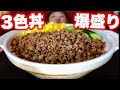 【大食い】大好きだった実家飯を爆盛りにして爆食する!!!【3色丼】