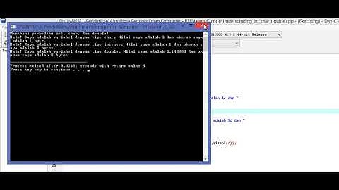 Understanding int char double - Belajar Bahasa C menggunakan Dev C++