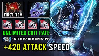 WTF 1st Item Mask of Madness Phantom Assassin  420 Moon Shard Attack Speed Instant KO Dota 2