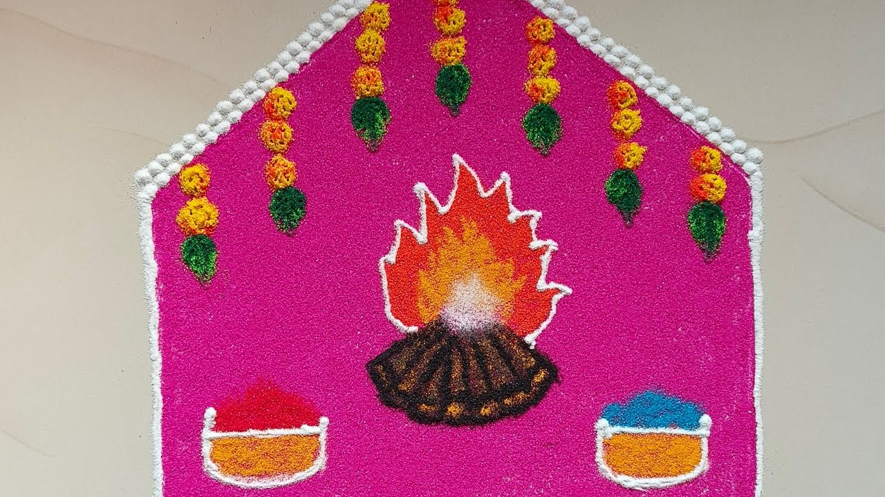 Easy Happy Holi Rangoli Design for Beginners | Holi Special Rangoli