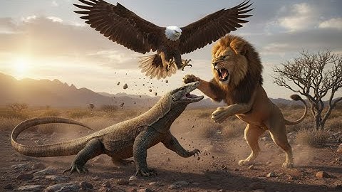 Komodo Dragon vs Lion and Eagle – The Deadly Triple Predator Showdown | Epic Animal Clash