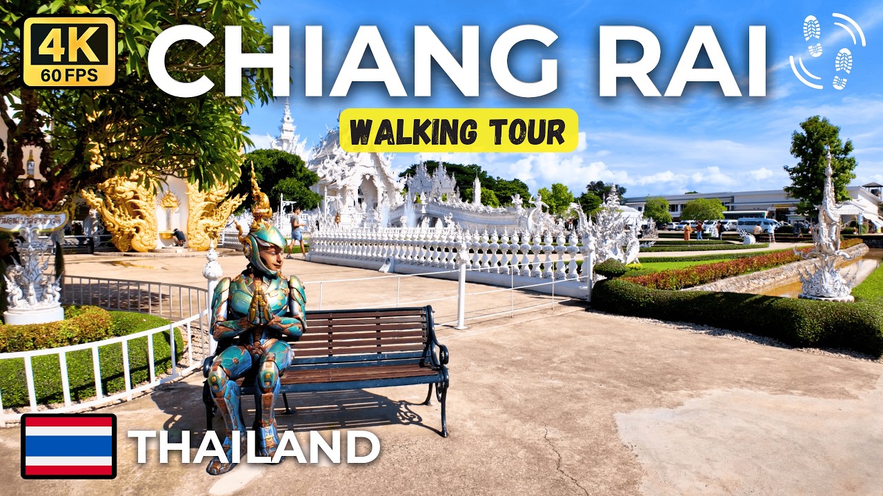 Inside Chiang Rai’s White, Blue & Black Temples 🇹🇭 | City & Market Walk | 4K Walking Tour