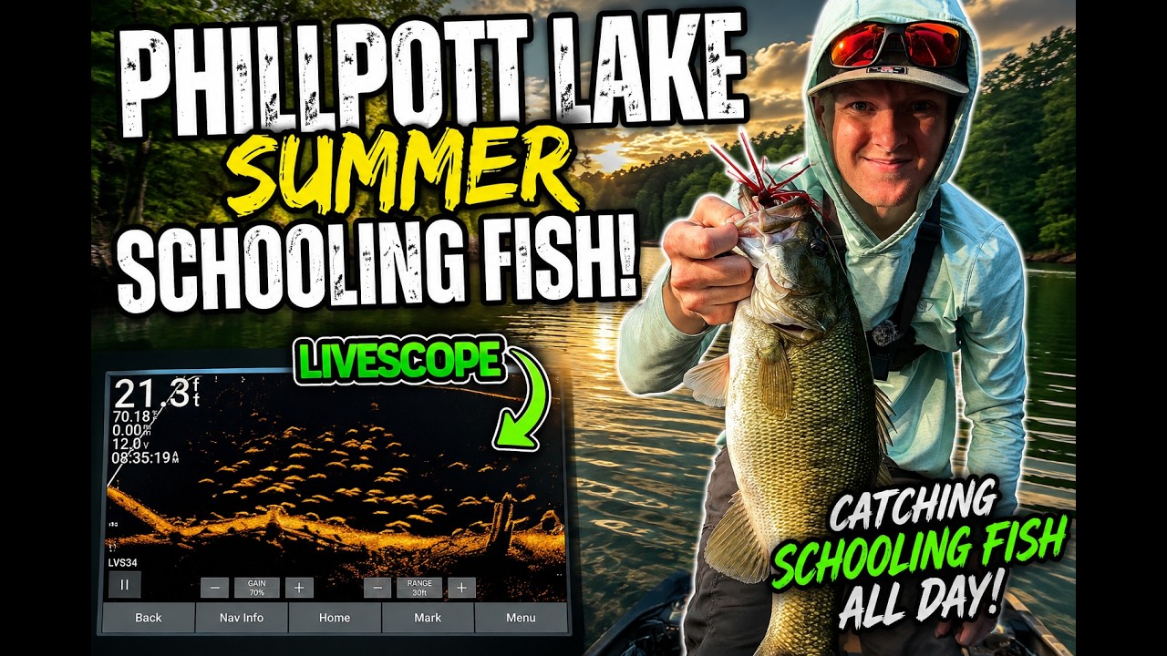 Chasing Schooling Bass with LiveScope on Philpott Lake