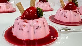 Gelatinas de fresa Yogurt y Salsa de Fresas