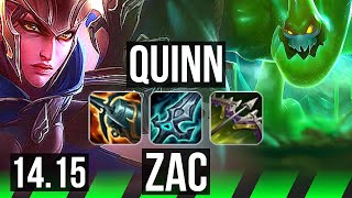 QUINN vs ZAC (JGL) | 57k DMG, 1400+ games, Legendary, 20/6/14 | NA Master | 14.15