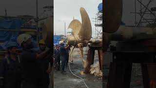 CPP propeller pitch testing using air , after overhaul. M V LAGOONS ship