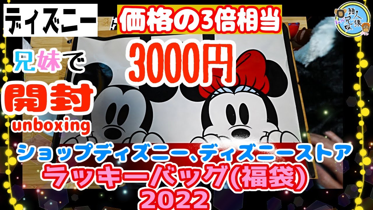 開封unboxing ディズニー ラッキーバッグ 福袋 22 3000円 ディズニーストア ショップディズニー 兄妹と開封 Youtube