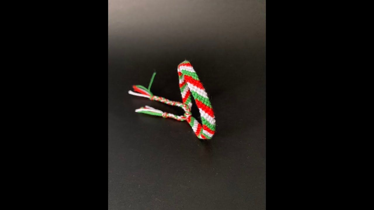 Cotton Hand Woven Bracelet Video Tutorial - Christmas Sugar Cane