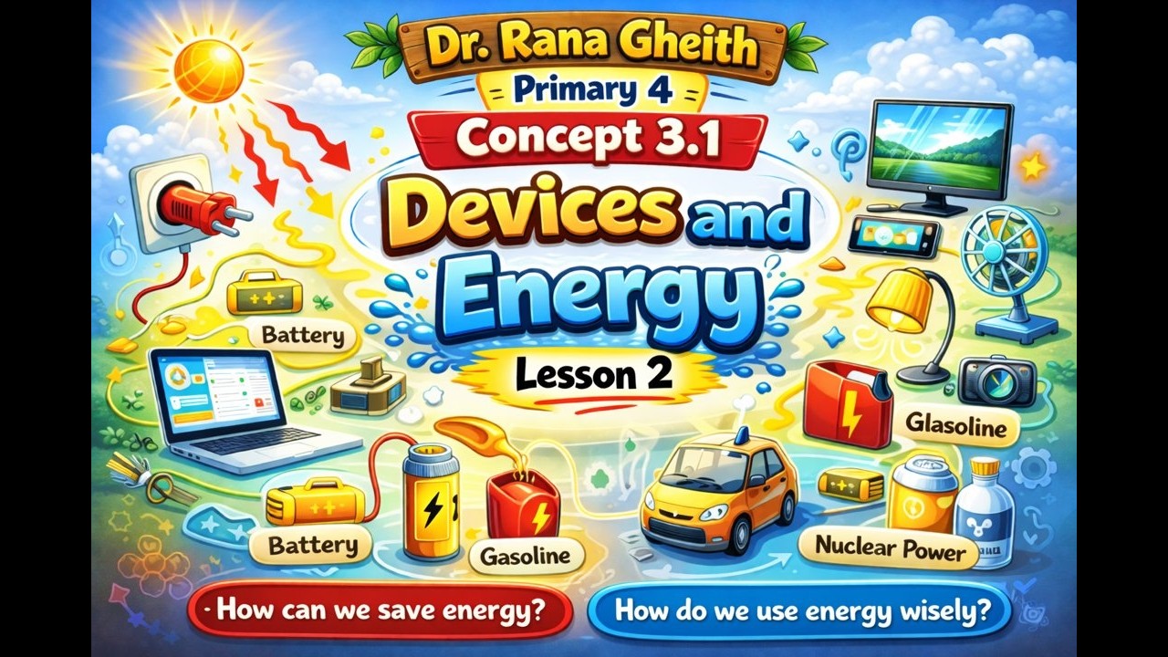 شرح concept 3.1 devices and energy Primary 4 lesson 2من كتاب المعاصر و حل اسئلة المعاصر