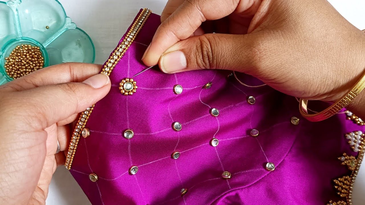 Latest and Trending Heavy Beaded sleeve design with normal needle 