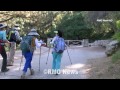 Injured hiker air lifted out of the Chantry Flat recreation area, Sierra Madre, California.