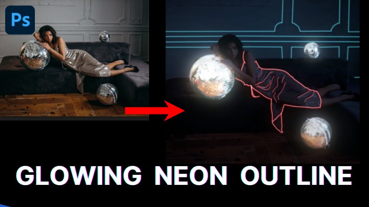 How to Make GLOWING NEON OUTLINES in Photoshop!  (4-Minute Tutorial)