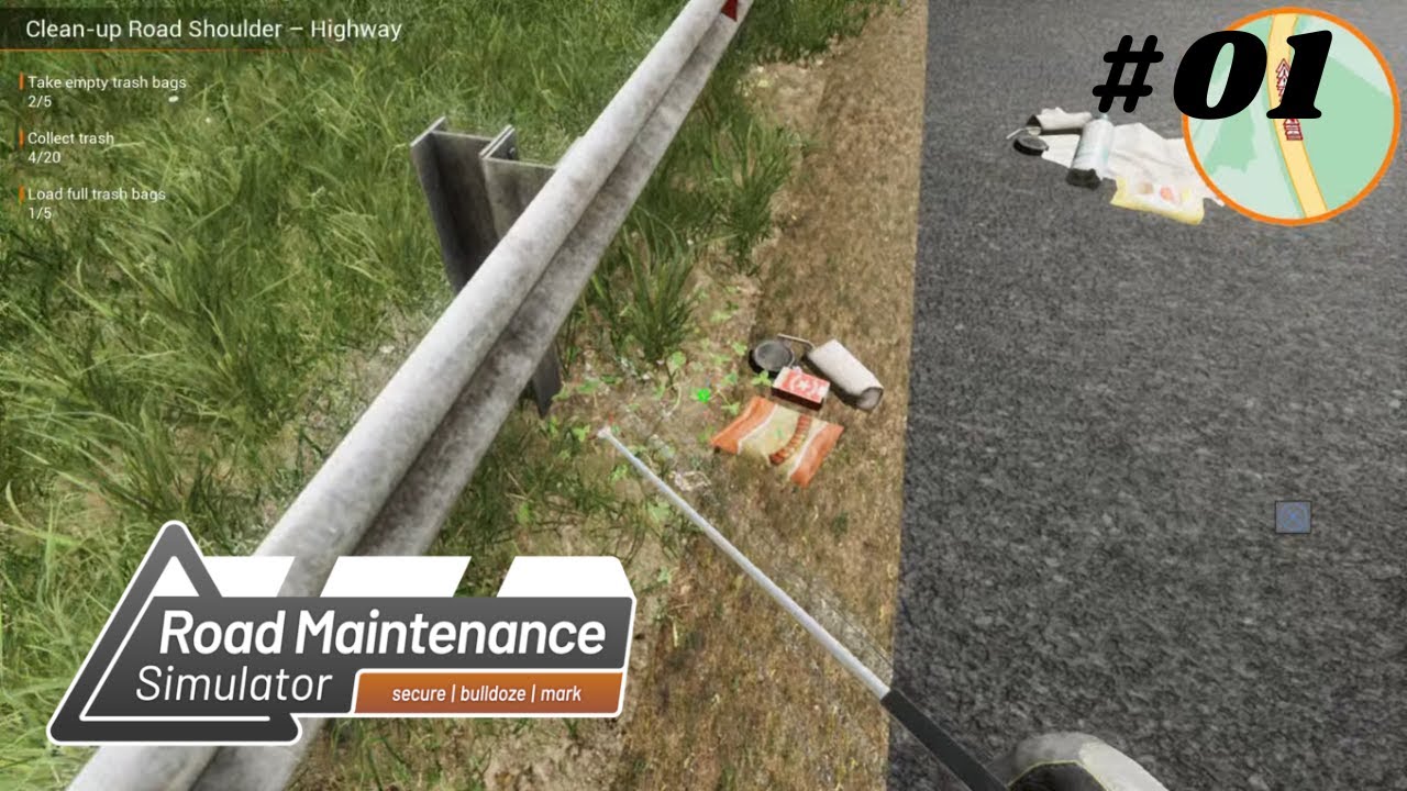 Road Maintenance Simulator - Clean Up Road Shoulder (Highway)