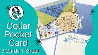 🔴  Collar Pocket Card Tutorial | Make 3 Handmade Cards From ONE 12×12 Sheet