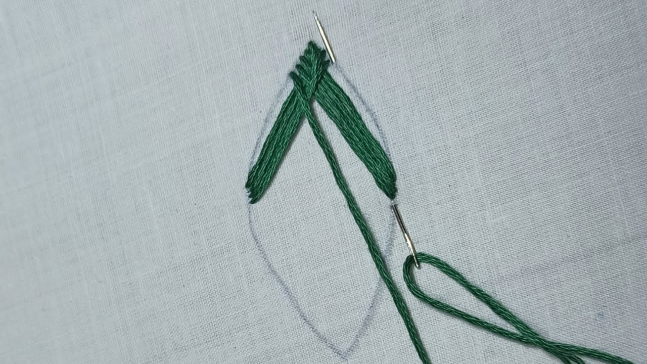 How to Make Fishbone Leaf Stitch Embroidery Hand embroidery Fishbone ...