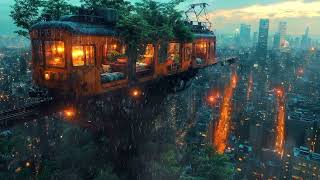 Rainy Abandoned Train Above the City ASMR |Cozy Rain Sounds & Ambient Relaxation