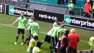 europa league: Celtic vs. Ajax, Ajax fans celebrating victory in Glasgow