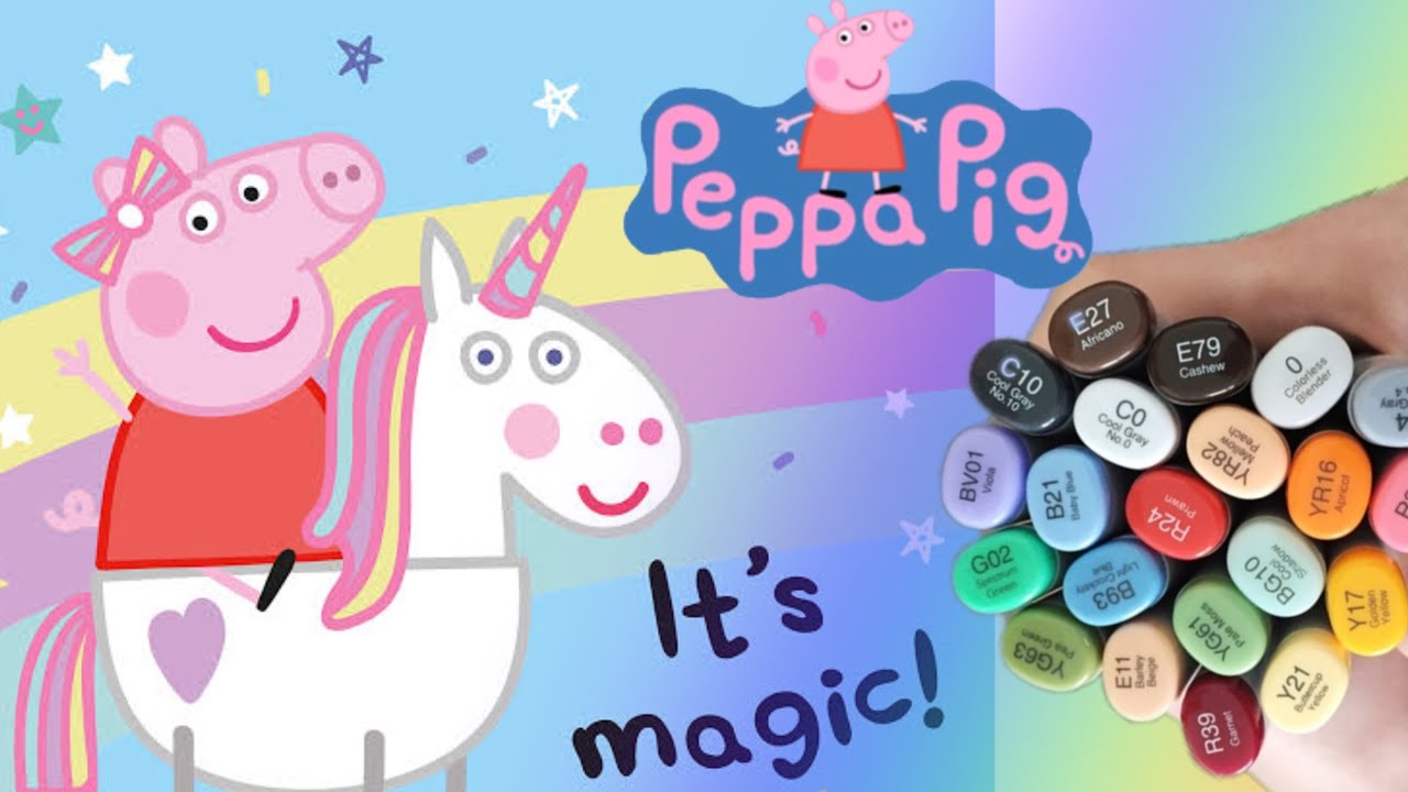 Peppa pig and her unicorn coloring page full episode | ARTS R US - YouTube
