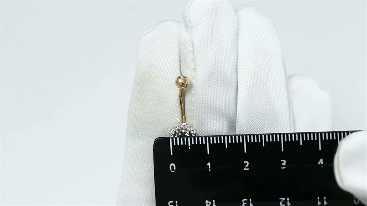 Золотой пирсинг в пупок SOKOLOV с фианитом 060213