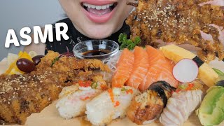 ASMR SUSHI *Soft Shell CRAB, Assorted Aubri Nigiri with Salmon Sashimi NO TALKING Eating Sound | N.E