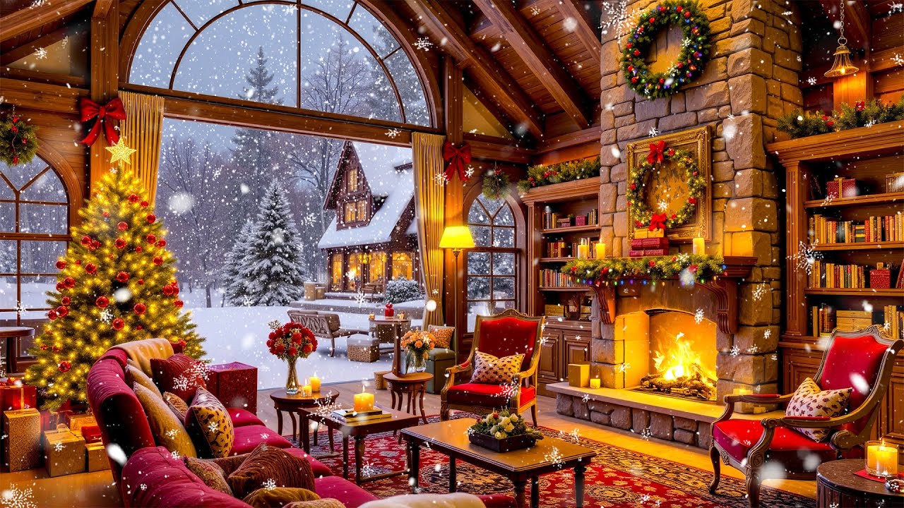 Cozy Christmas Music with Fireplace 🎄 Relaxing Piano Christmas Music 🔥 ...