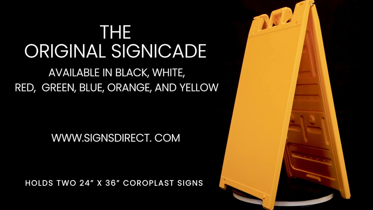 YELLOW PLASTICADE PORTABLE SANDWICH BOARD STYLE A-FRAME ORIGINAL SIGNICADE from Signs Direct