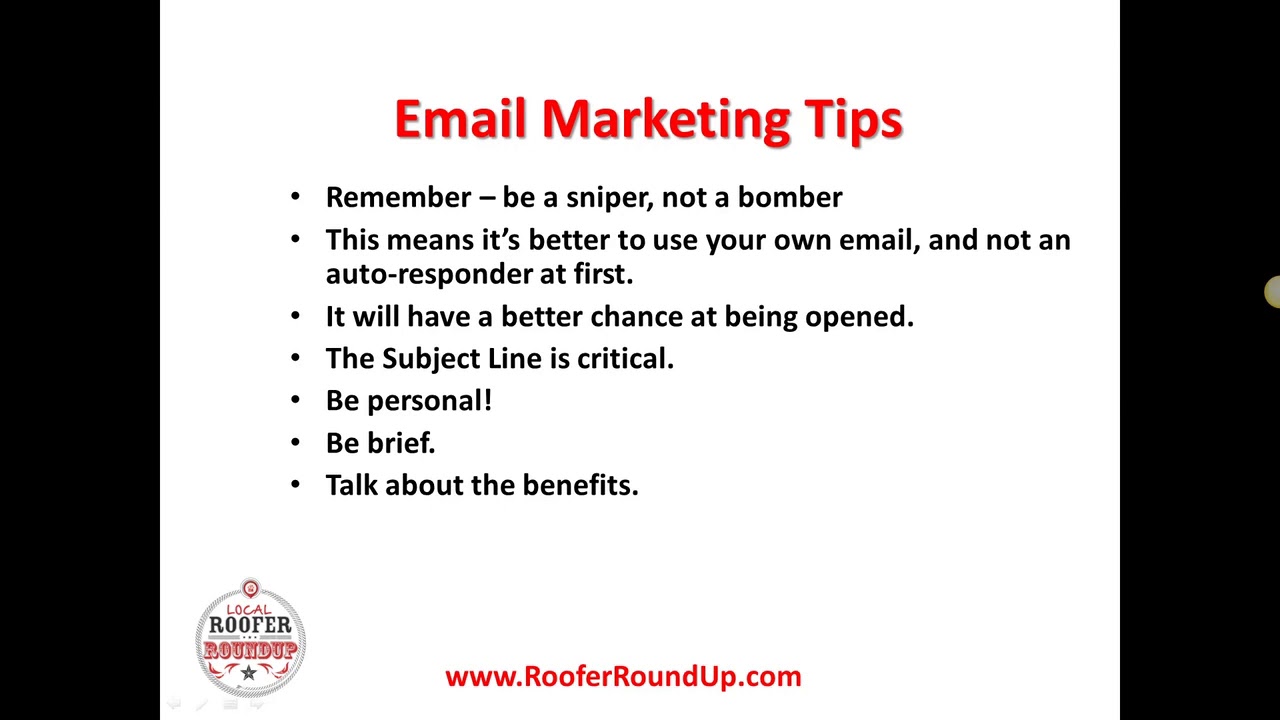 Local roofer roundup   Module 9    Email Prospecting Tips & Template