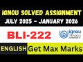 BLI 222 solved assignment 2026 ll English Medium ll JUL25-JAN26
