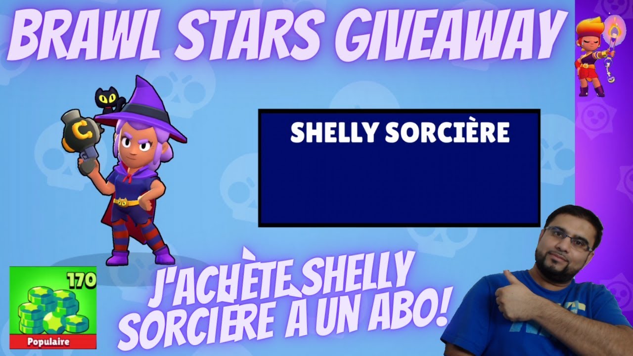 Brawl Stars Giveaway J Achete 170 Gemmes A Un Abo Et Lui Achete Le Skin Shelly Sorciere Gg Yanis Youtube - shelly sorciere brawl stars video