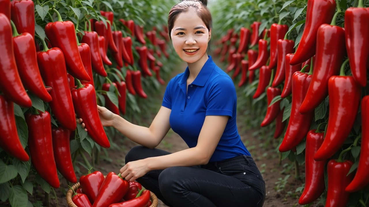 Harvesting 1000+KG of red CHILLI from the garden for sale -Cooking traditional dishes