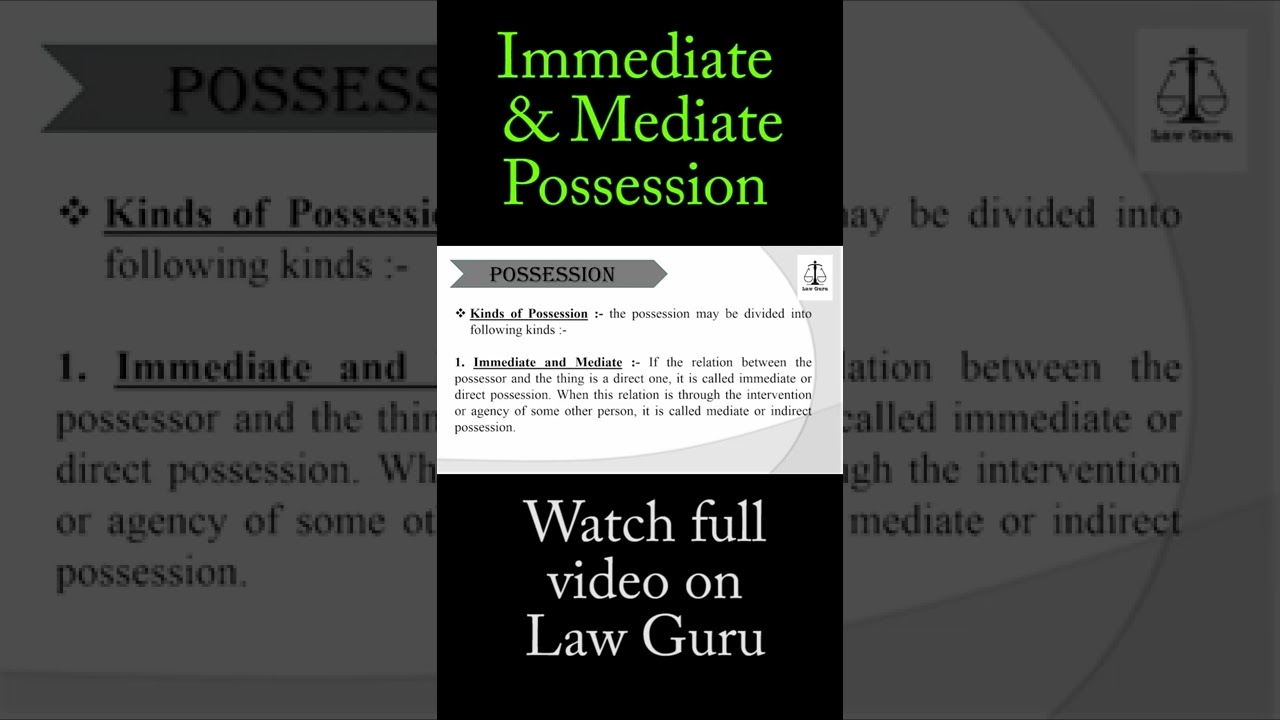 Immediate and Mediate Possession | 